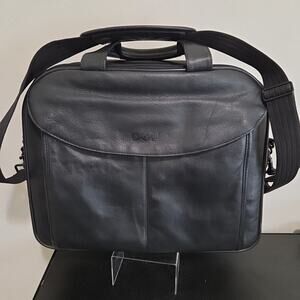 Vintage Dell Laptop Leather Bag Carry On With Expandabe Storage Shoulder Strap